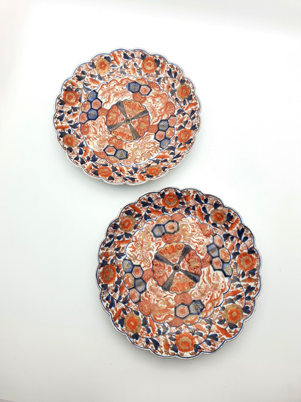 Gorgeous Pair of Decorative Imari Plates – circa 1880