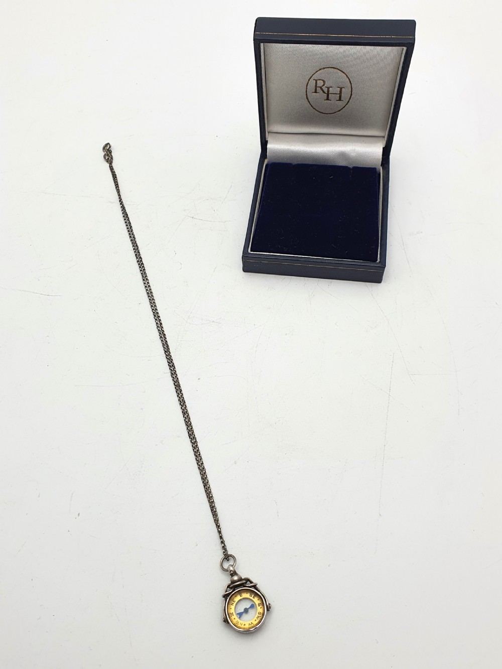 Nice Edwardian Silver Compass Pendant Necklace - 1904 View III