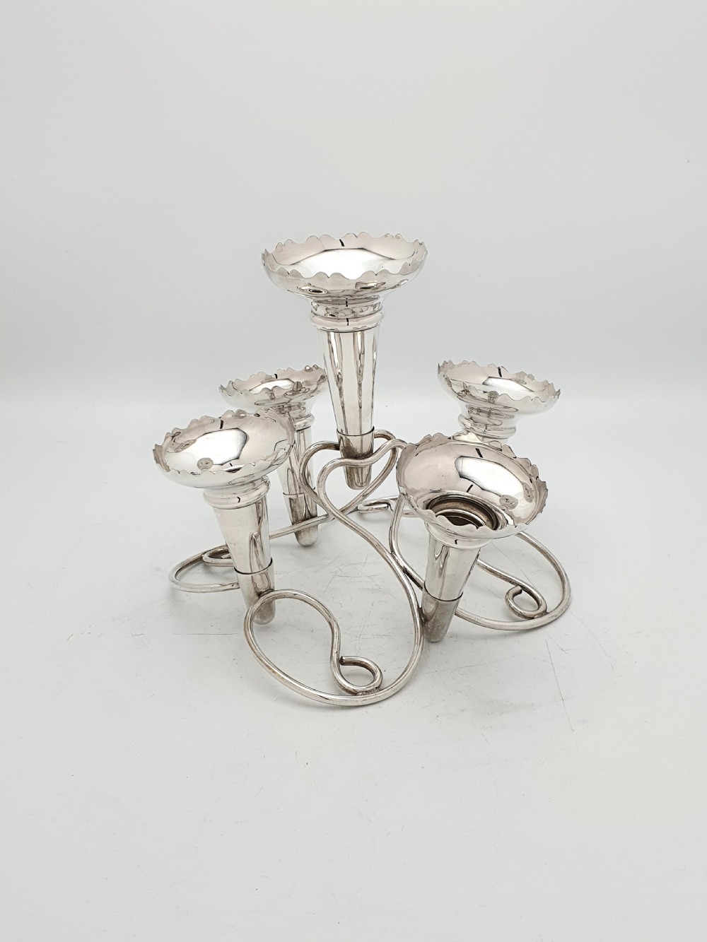 Gorgeous 5 Fluted Silver-Plated Table Epergne – circa 1920