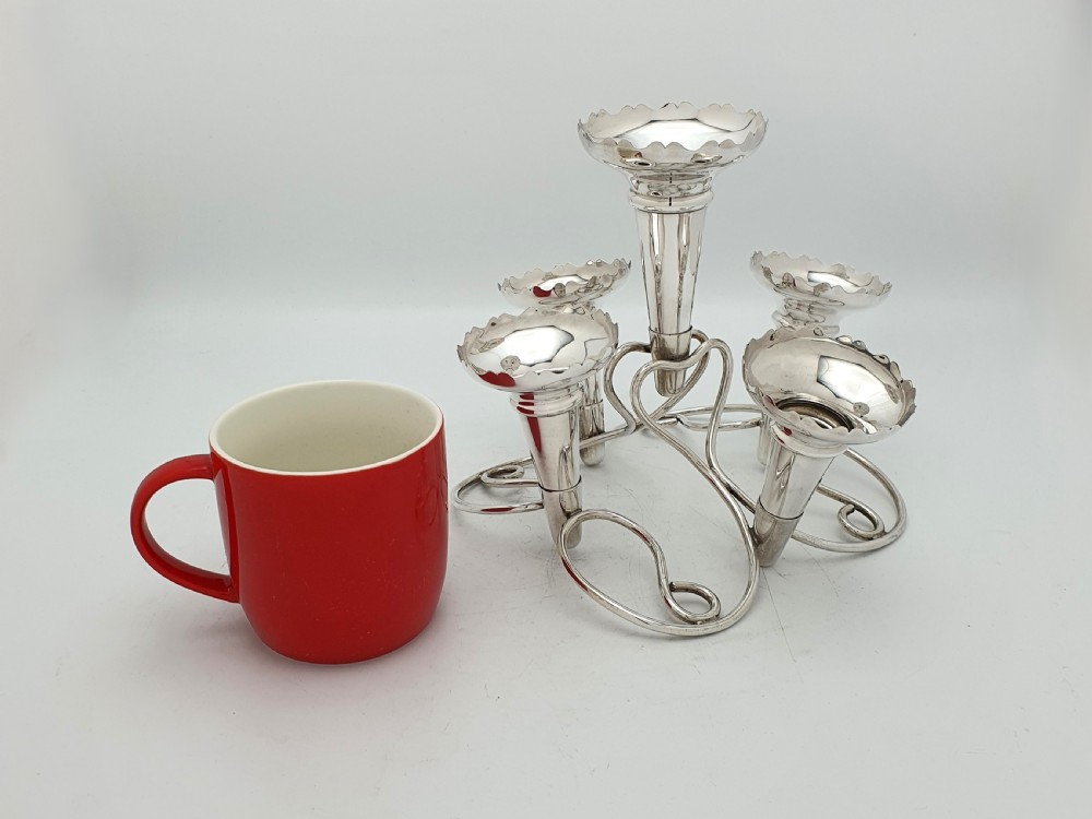 Gorgeous 5 Fluted Silver-Plated Table Epergne – circa 1920 View II