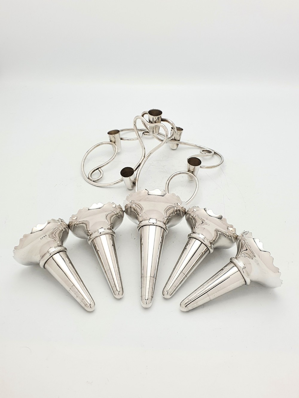 Gorgeous 5 Fluted Silver-Plated Table Epergne – circa 1920 View III