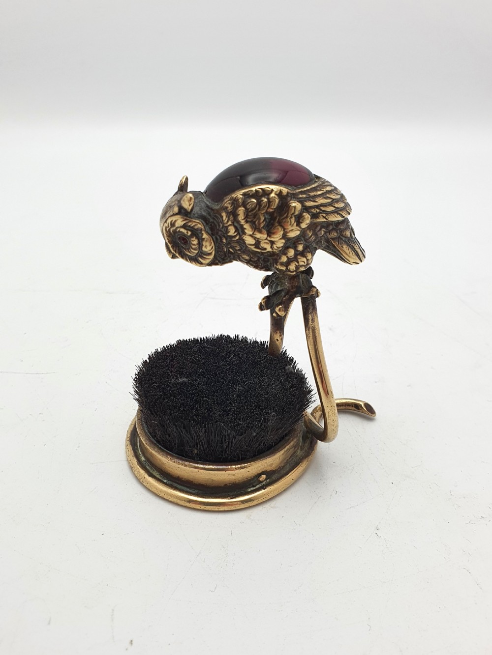 Unusual Victorian Novelty Brass Owl Pen Wipe - circa 1880 View III