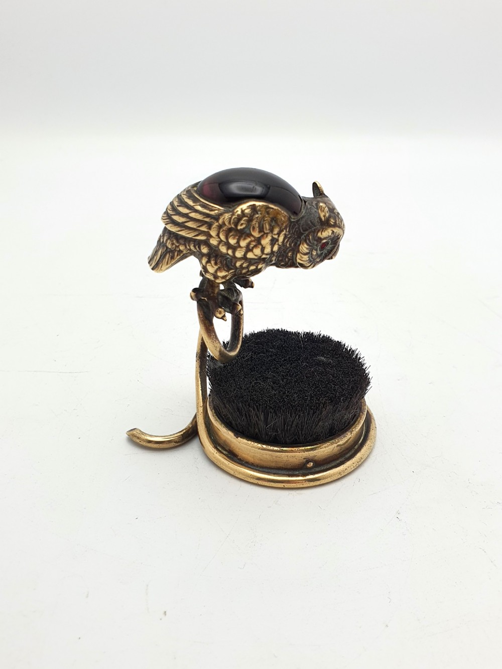 Unusual Victorian Novelty Brass Owl Pen Wipe - circa 1880 View IV