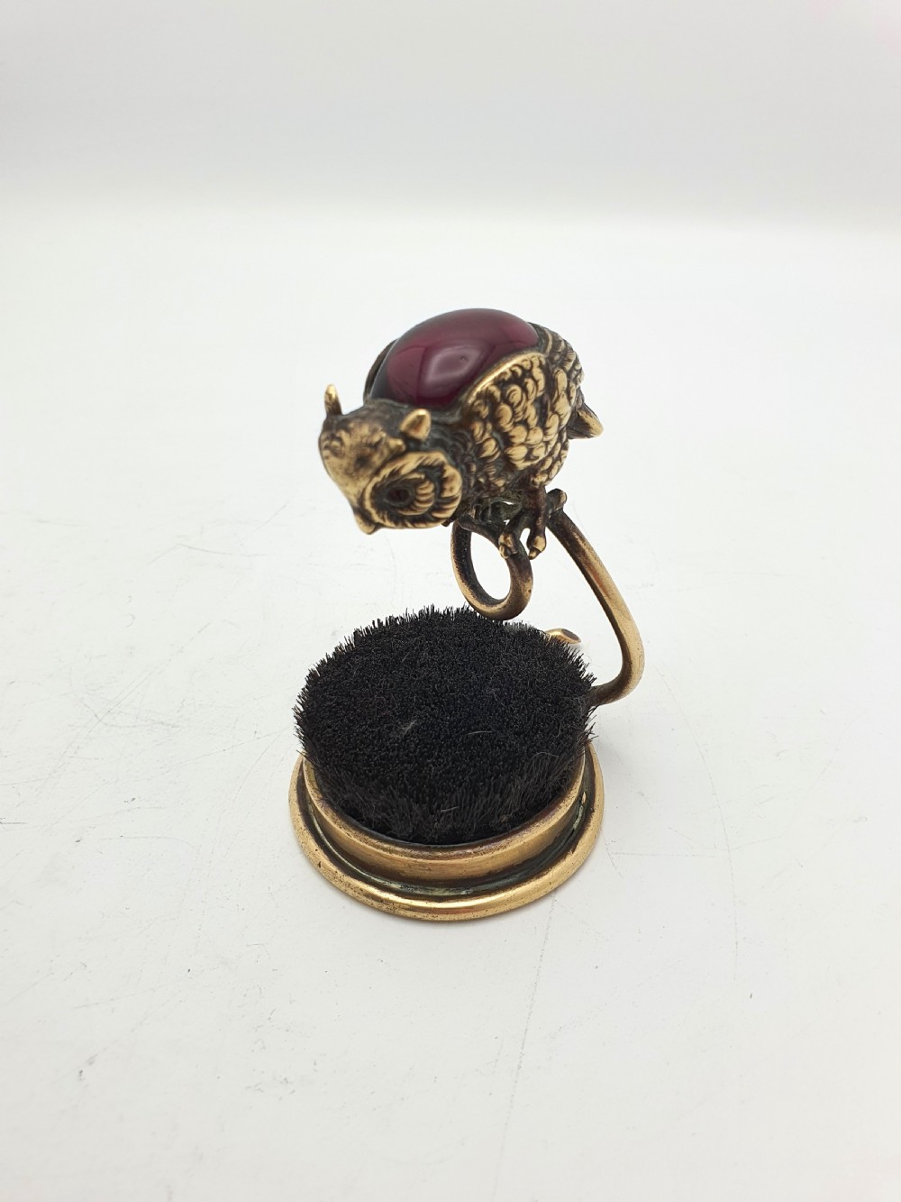 Unusual Victorian Novelty Brass Owl Pen Wipe - circa 1880 View V