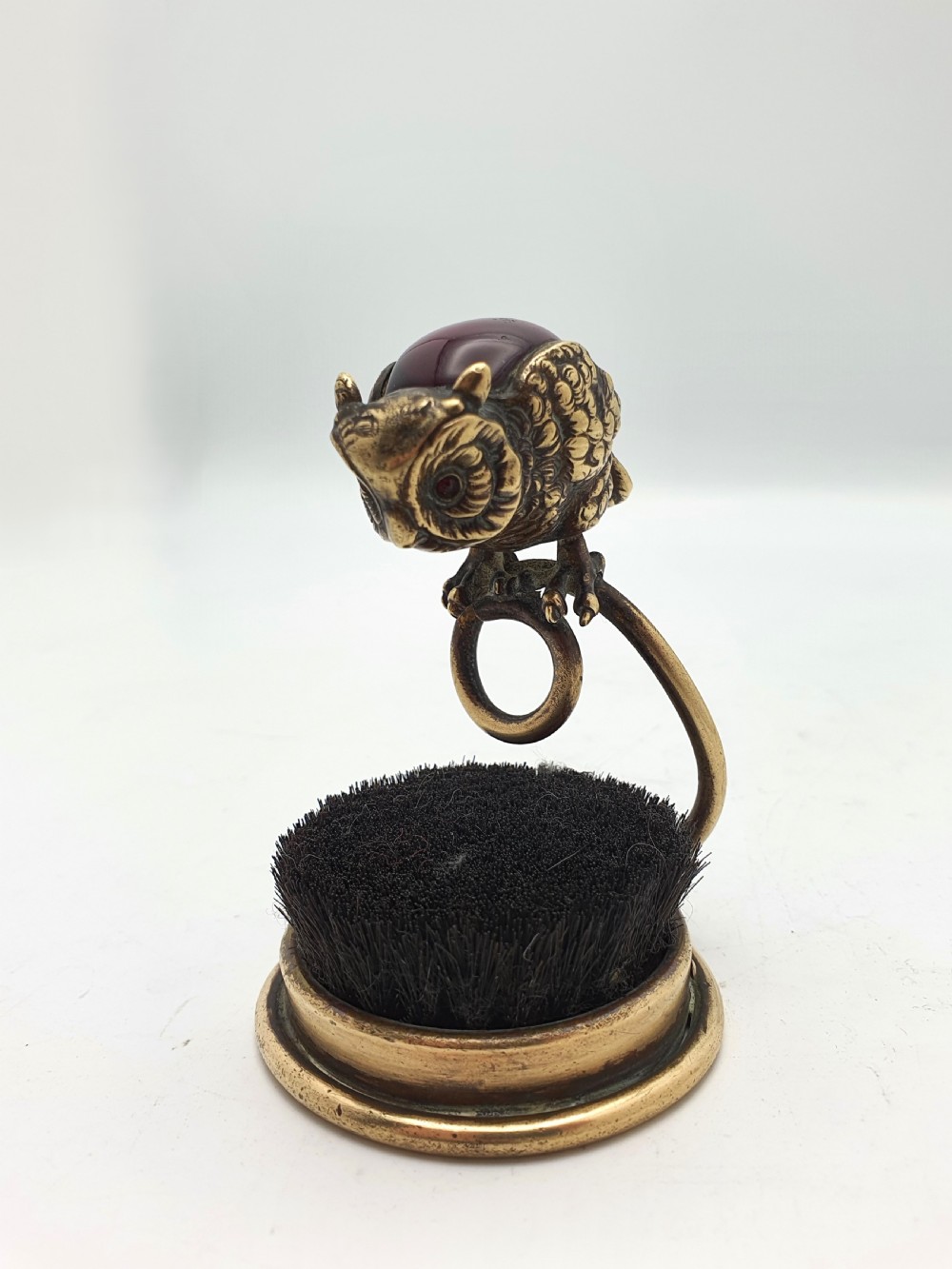 Unusual Victorian Novelty Brass Owl Pen Wipe - circa 1880 View VI