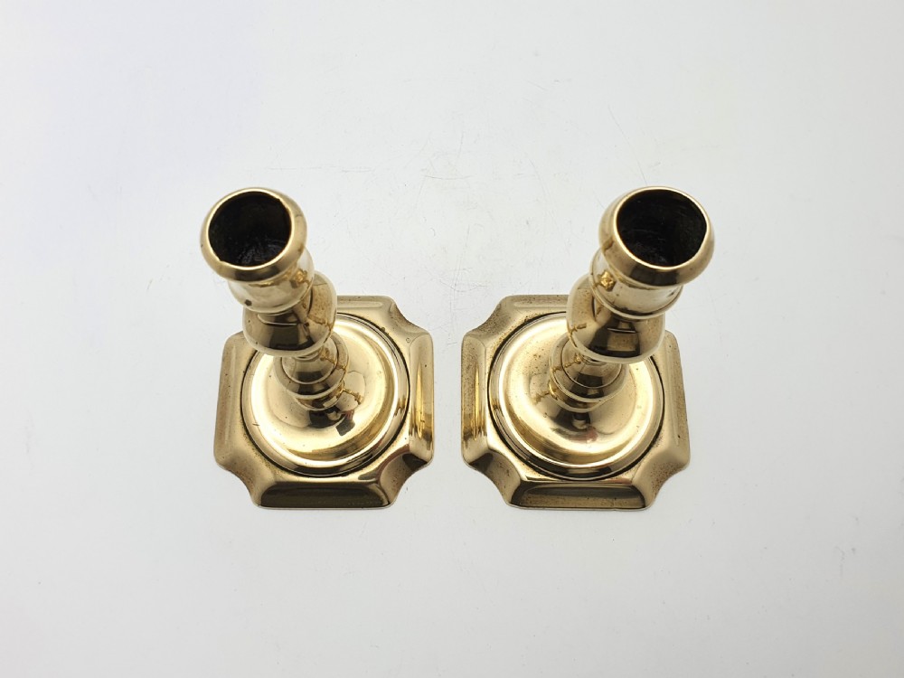 Good Pair of George II Brass Candlesticks – circa 1740 View II