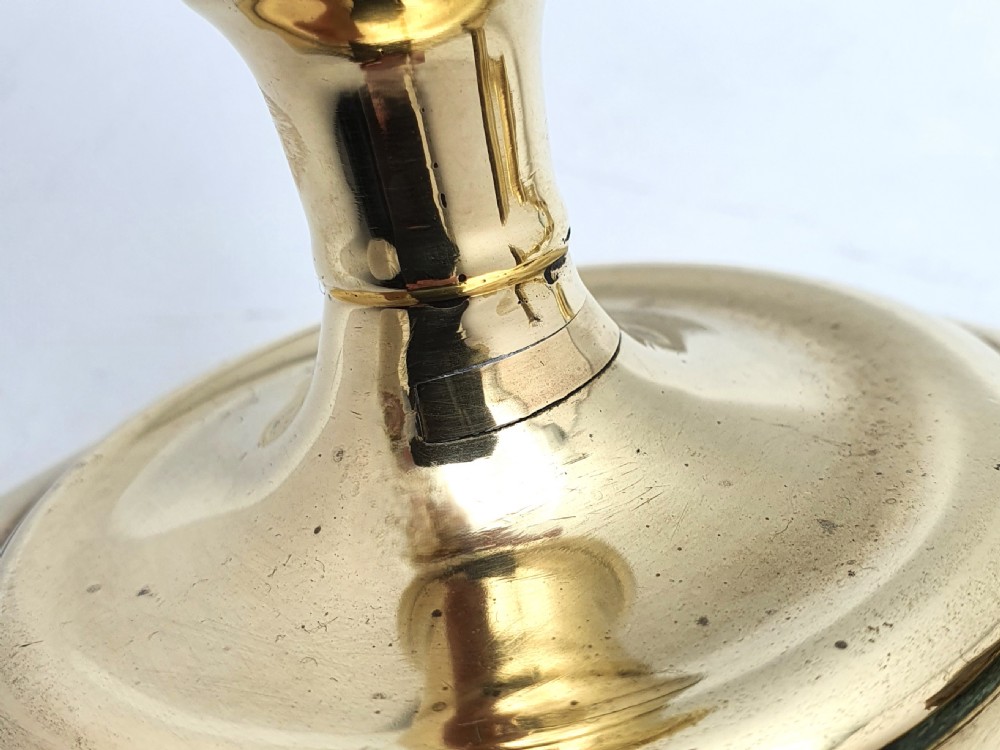 Good Pair of George II Brass Candlesticks – circa 1740 View V