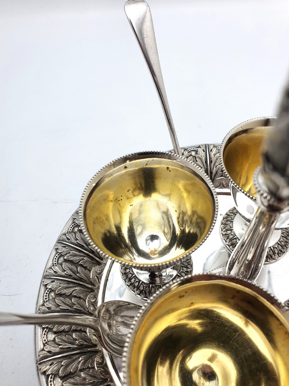 Gorgeous Antique Edwardian Silver-Plated Egg Cruet – circa 1905 View III