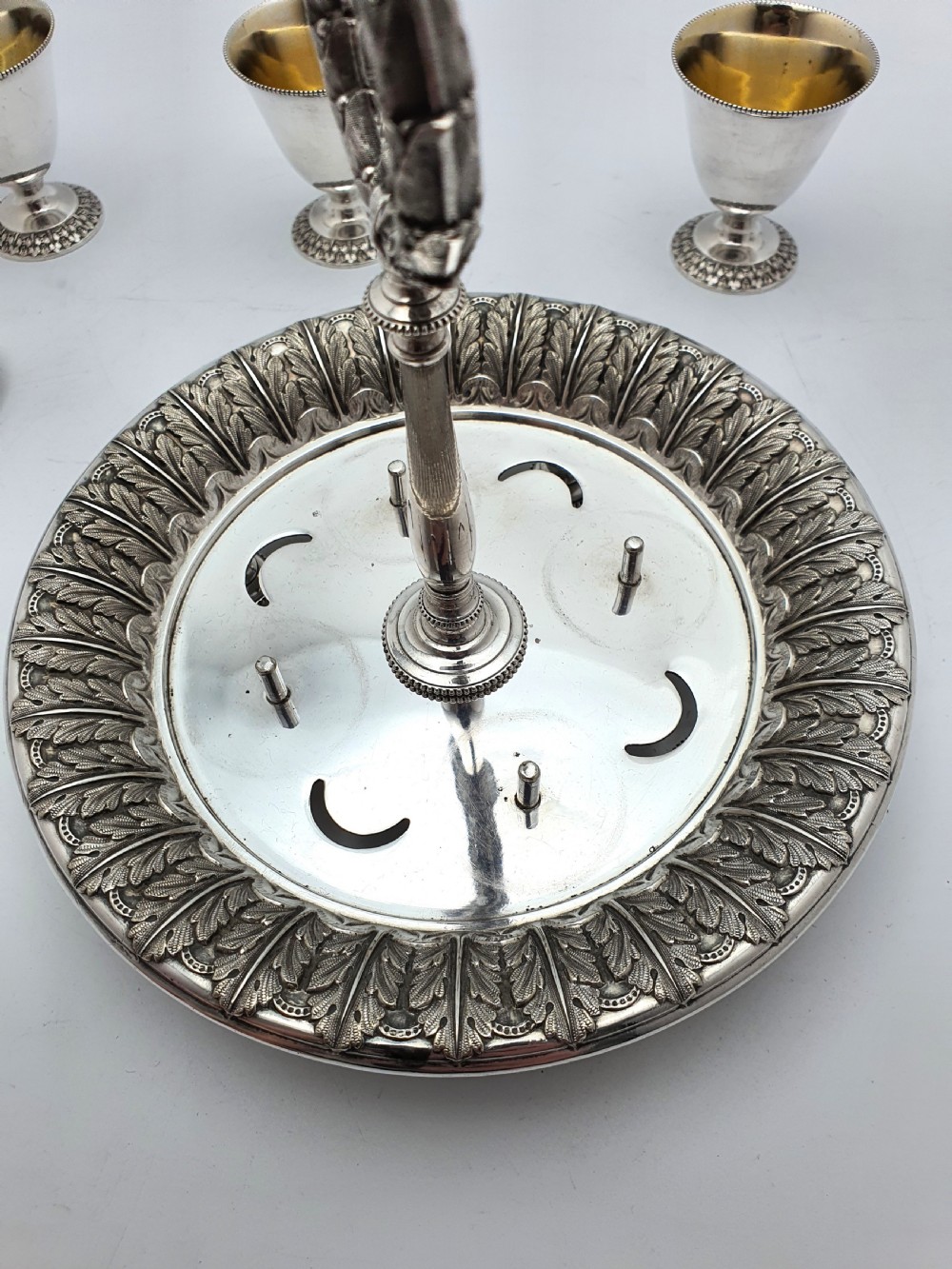 Gorgeous Antique Edwardian Silver-Plated Egg Cruet – circa 1905 View V