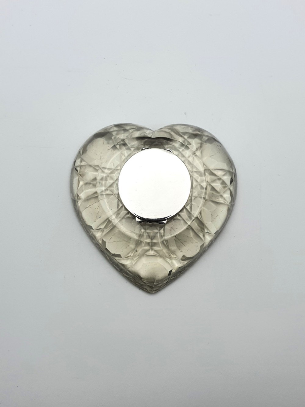 Fabulous Antique Cut Glass and Silver Topped Heart Shaped Ink Well – 1899