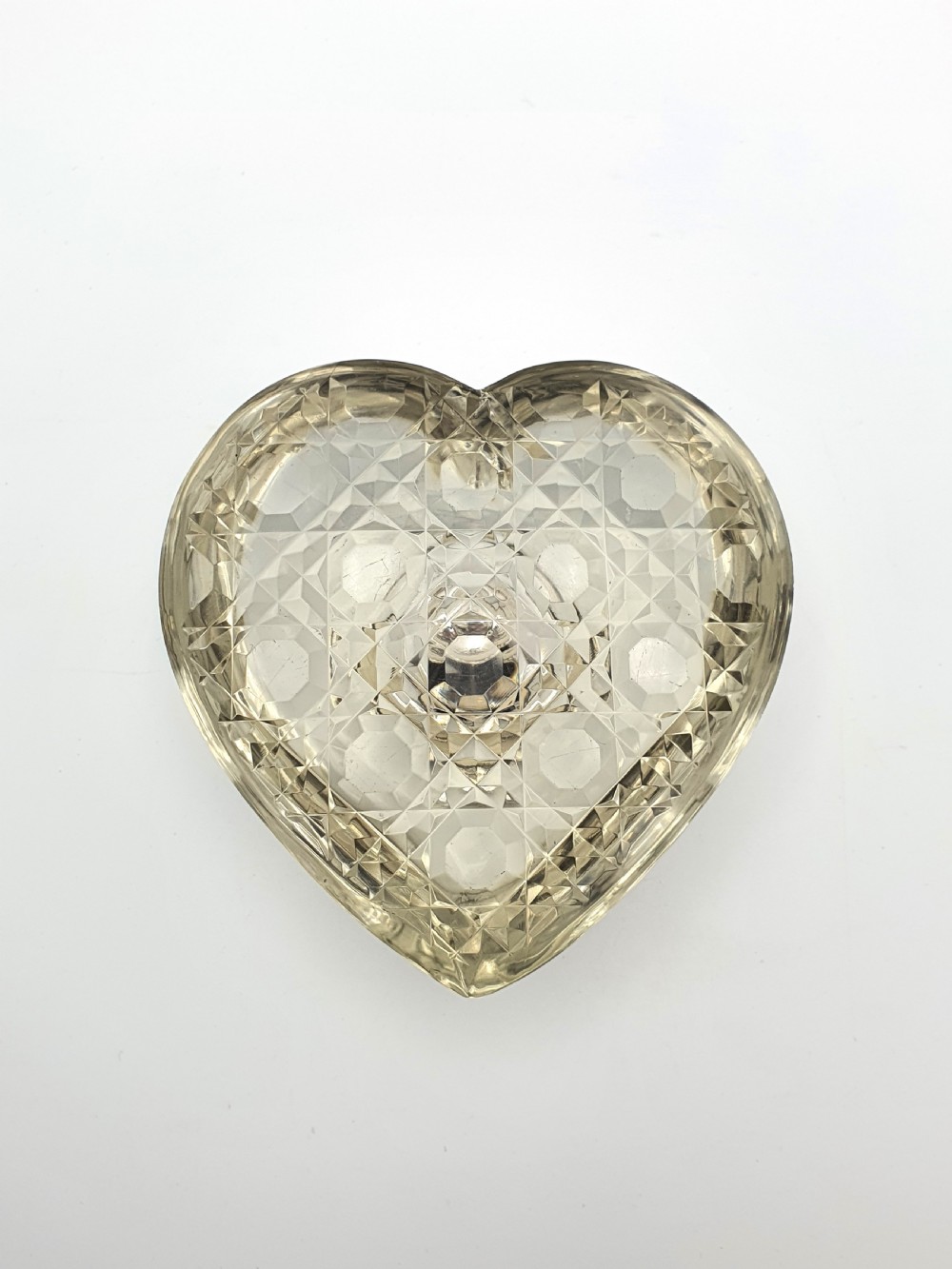 Fabulous Antique Cut Glass and Silver Topped Heart Shaped Ink Well – 1899 View VI
