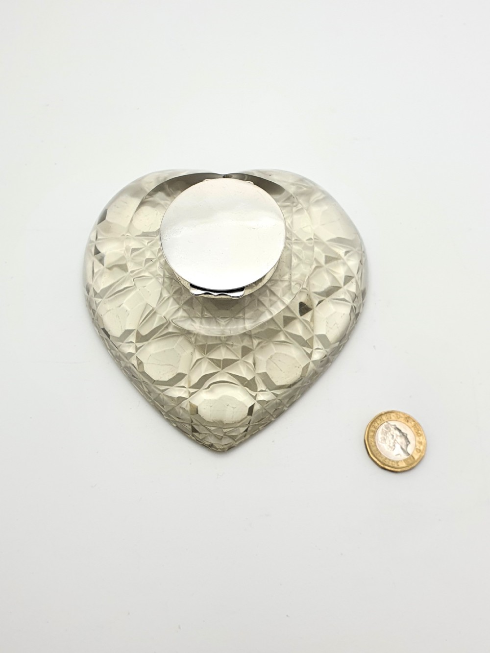Fabulous Antique Cut Glass and Silver Topped Heart Shaped Ink Well – 1899 View VIII