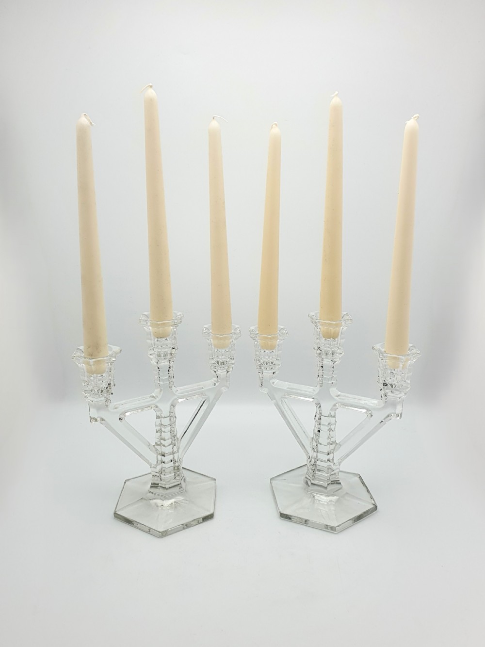 Fabulous Pair of Art Deco Glass Candelabras – circa 1930