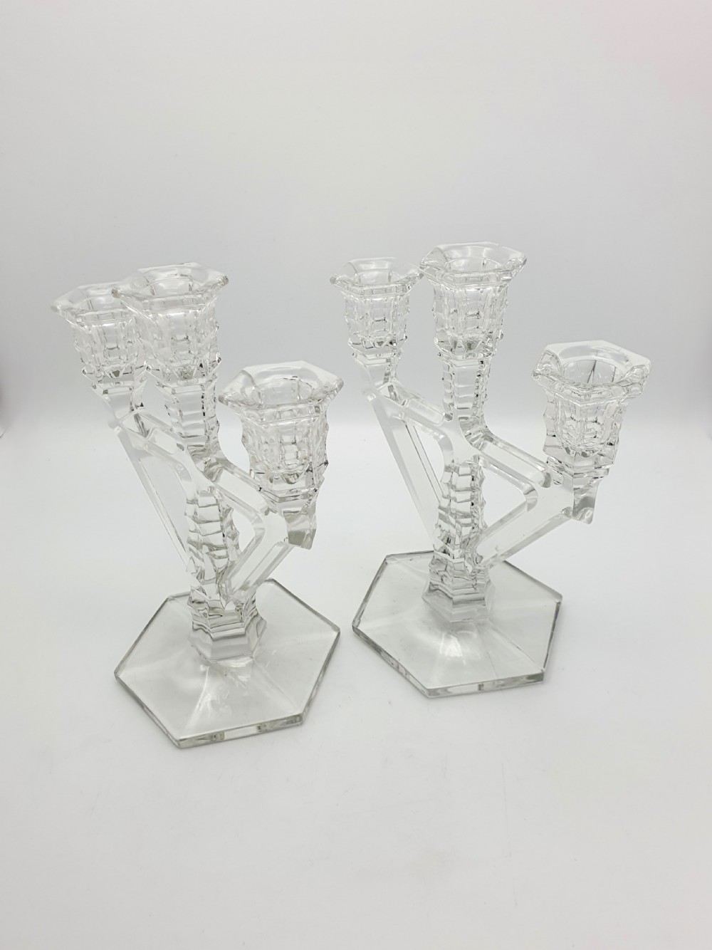 Fabulous Pair of Art Deco Glass Candelabras – circa 1930 View IV