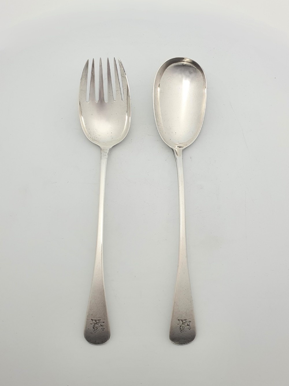 Lovely Pair of Antique Georgian Solid Silver Serving Spoons - 1821 View II