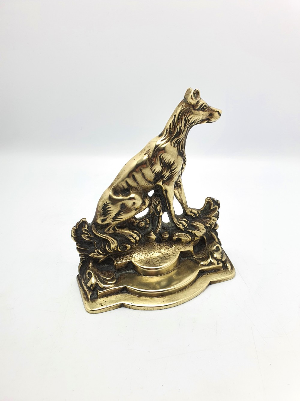 Nice Antique Small Brass Dog Doorstop – circa 1920 View II