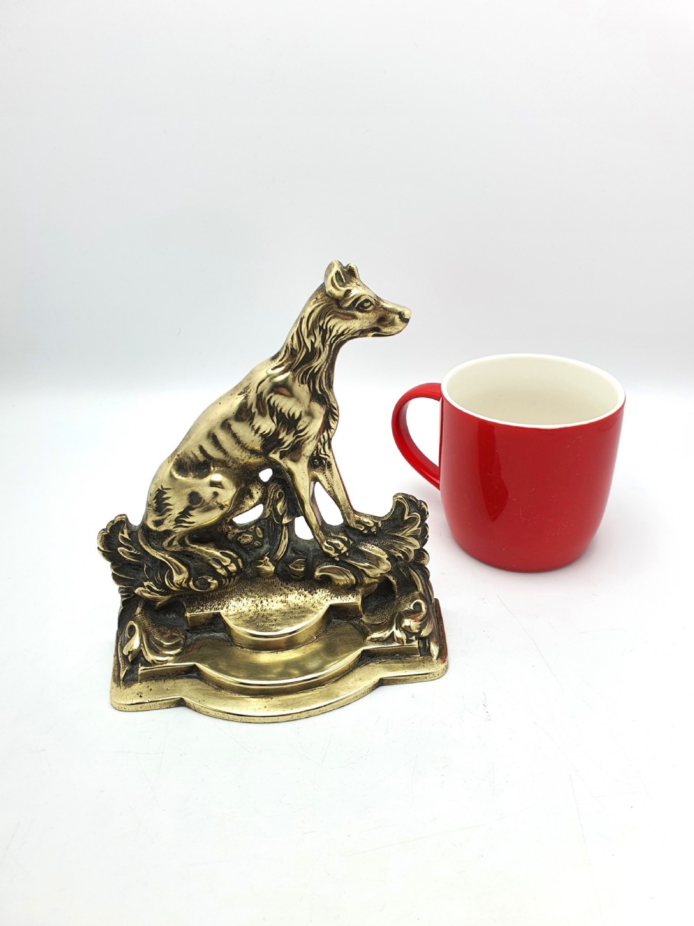 Nice Antique Small Brass Dog Doorstop – circa 1920 View V