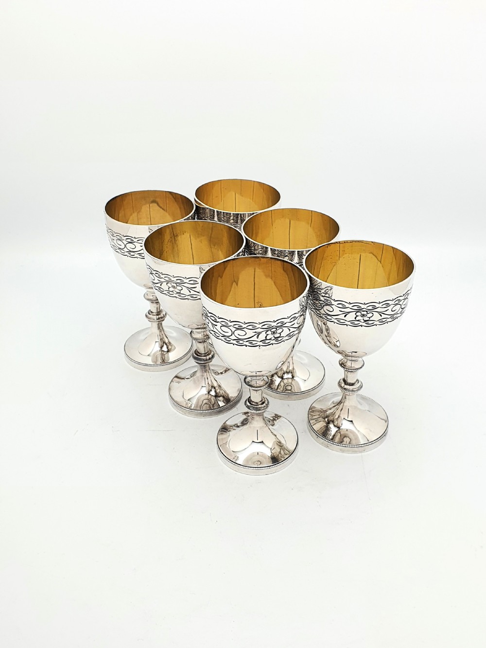 Nice Set of 6 Silver Plated Wine Goblets – circa 1930