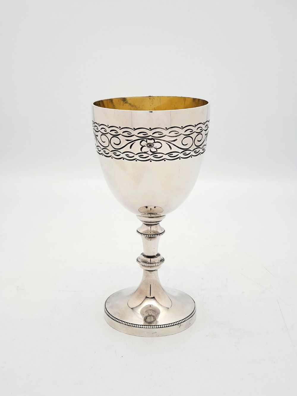Nice Set of 6 Silver Plated Wine Goblets – circa 1930 View V