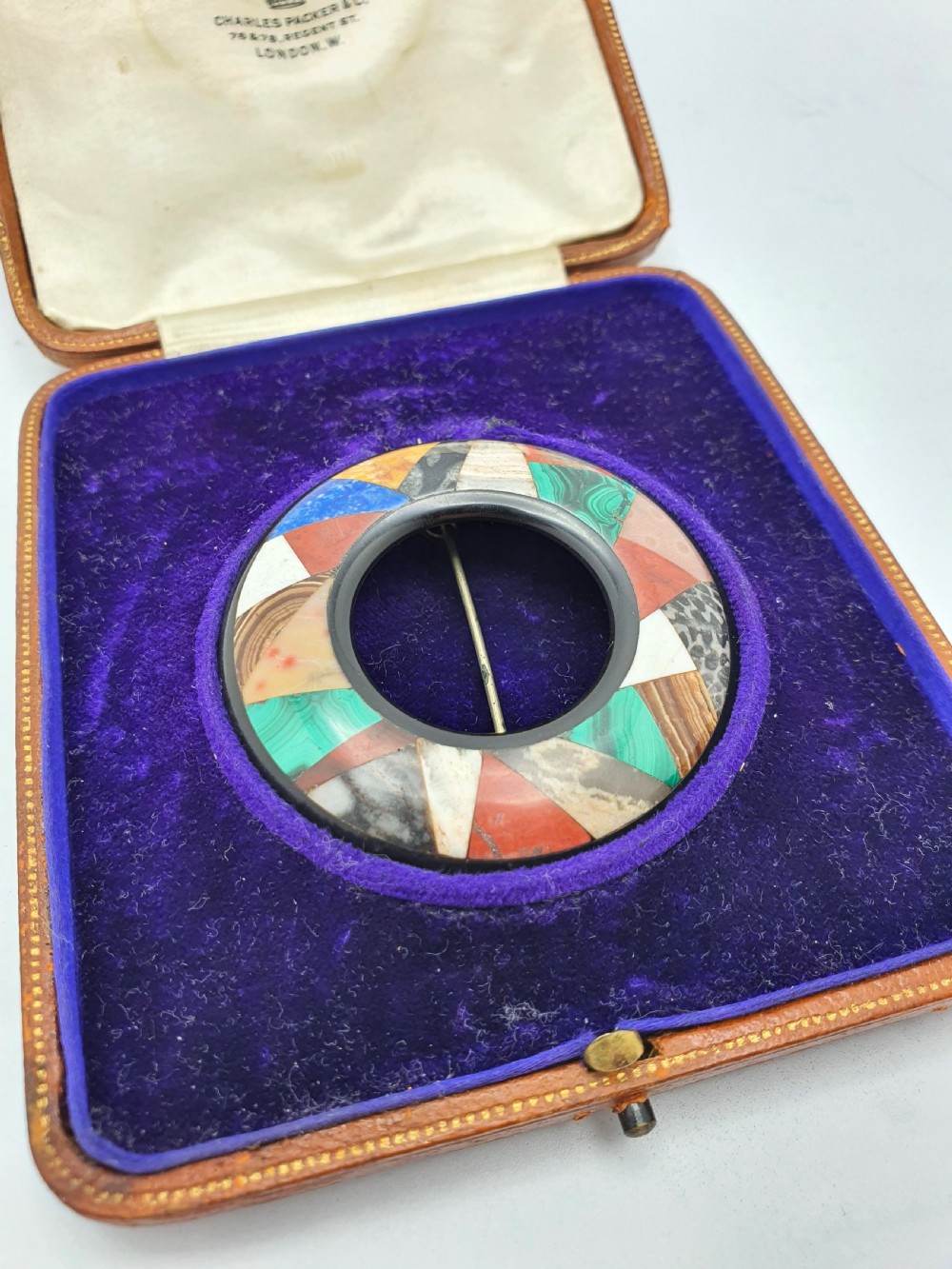 Stunning Antique Victorian Grand Tour Specimen Marble Brooch – circa 1870