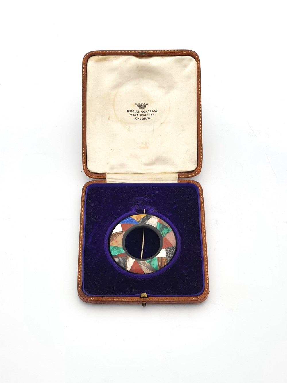 Stunning Antique Victorian Grand Tour Specimen Marble Brooch – circa 1870 View II