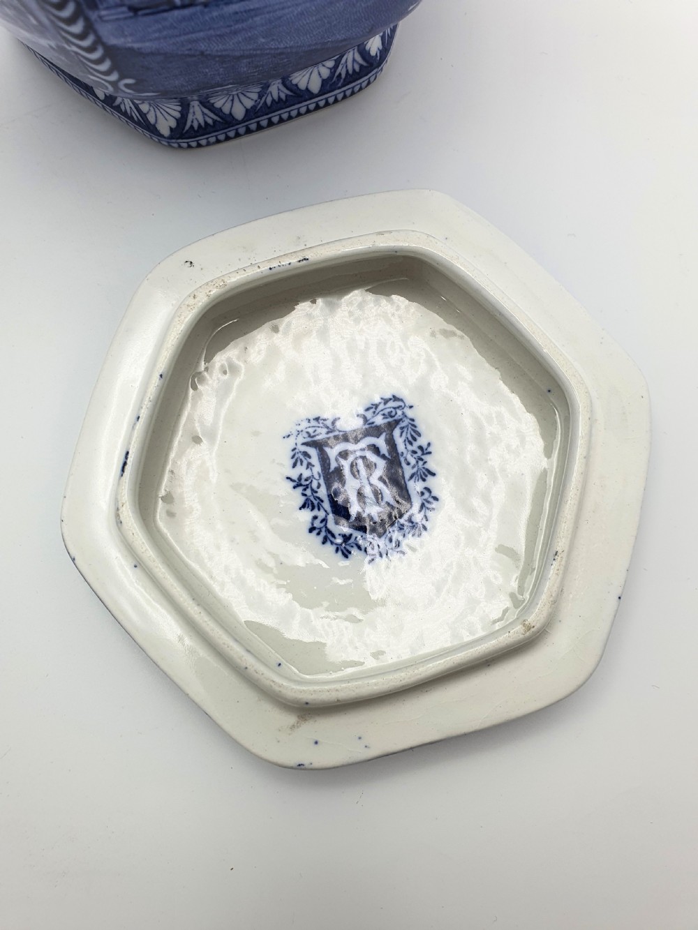 Lovely Pair of Large Antique Blue & White Ringtons Tea Cannisters – circa 1920 View VIII