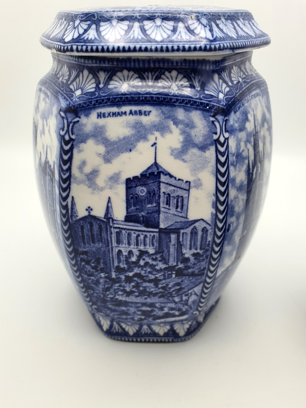 Lovely Pair of Large Antique Blue & White Ringtons Tea Cannisters – circa 1920 View X
