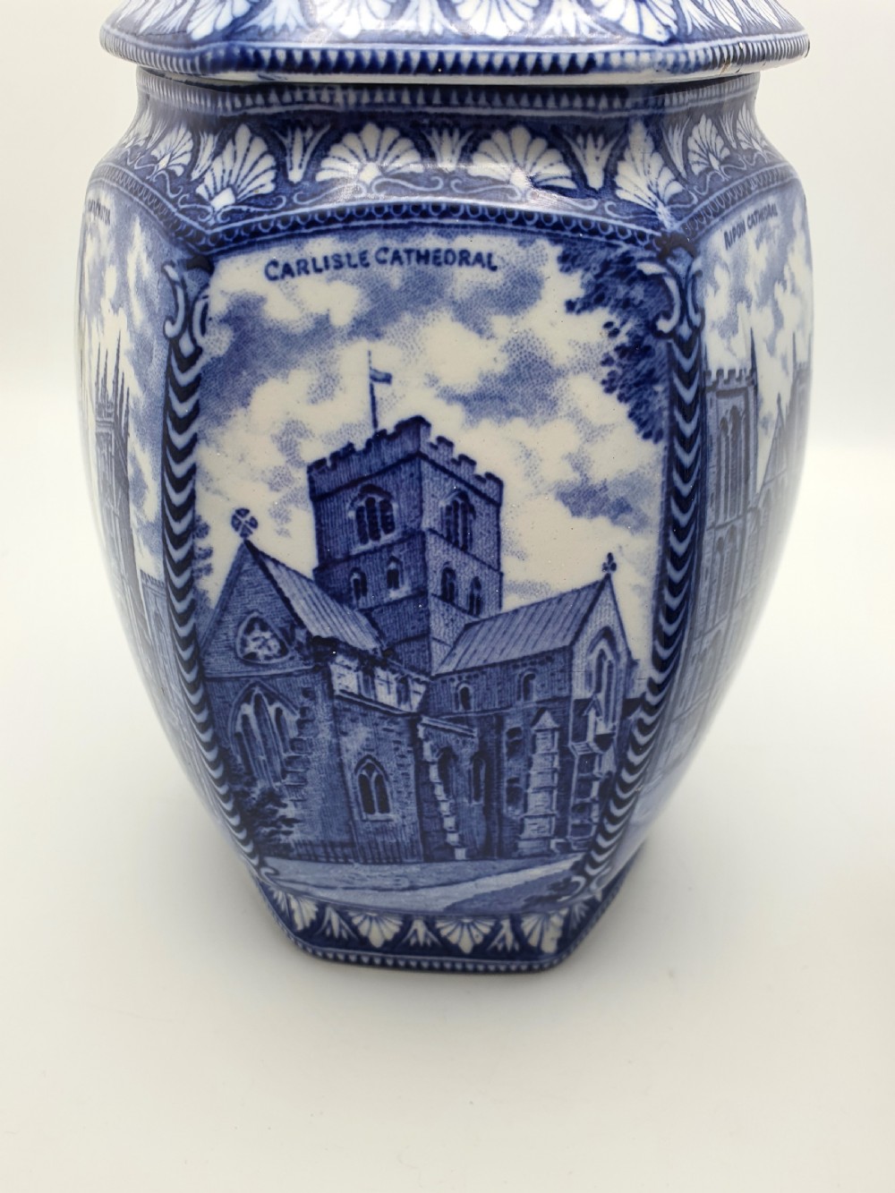 Lovely Pair of Large Antique Blue & White Ringtons Tea Cannisters – circa 1920 View XIII