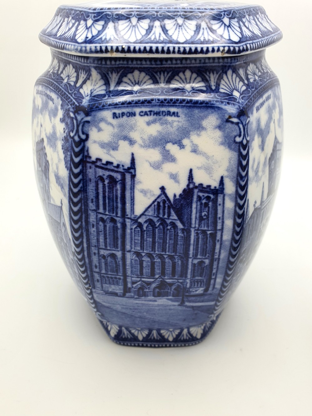 Lovely Pair of Large Antique Blue & White Ringtons Tea Cannisters – circa 1920 View XIV