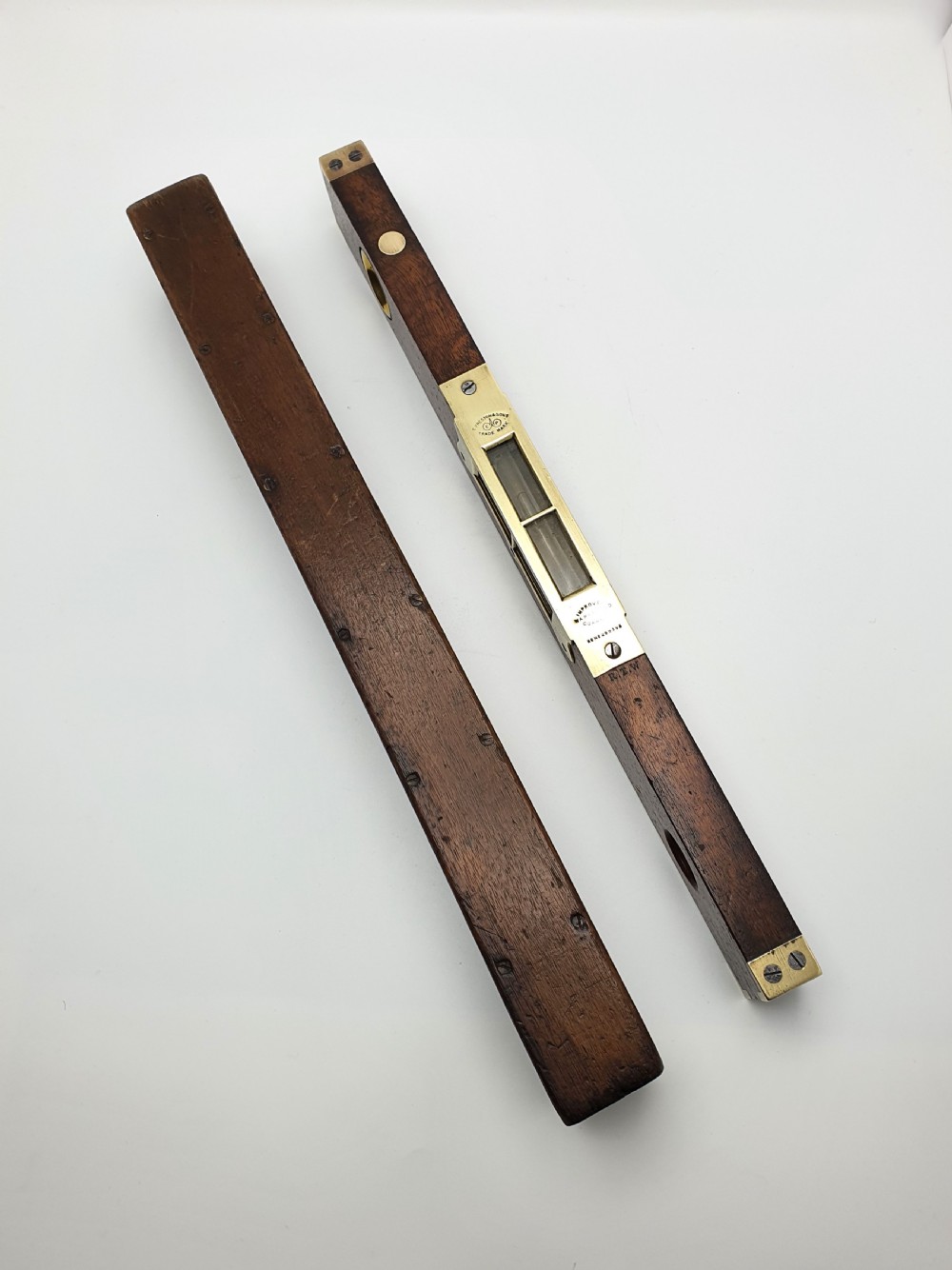 Nice Antique Victorian Wood and Brass Level - 1896 View II