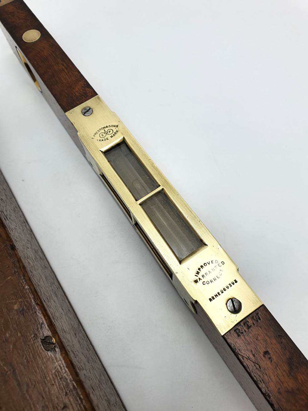 Nice Antique Victorian Wood and Brass Level - 1896 View III