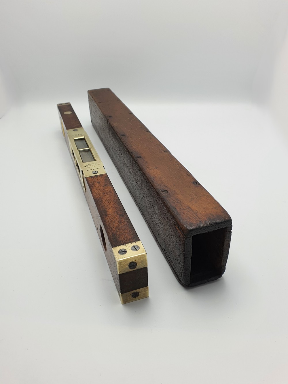 Nice Antique Victorian Wood and Brass Level - 1896 View IV