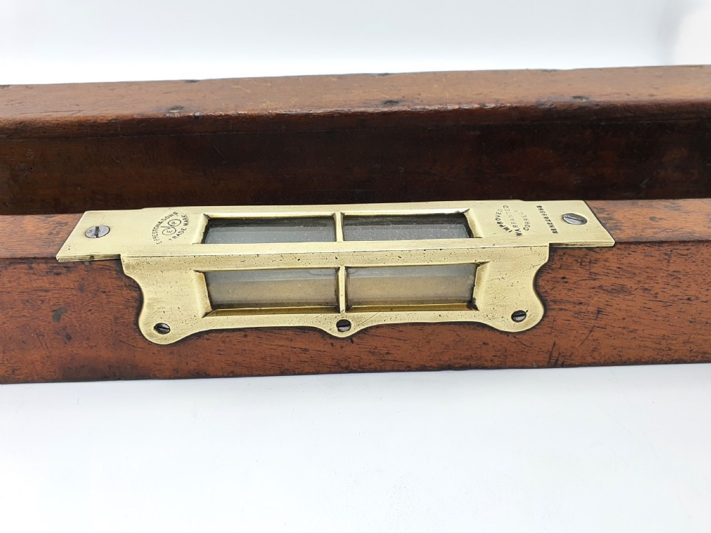 Nice Antique Victorian Wood and Brass Level - 1896 View VI