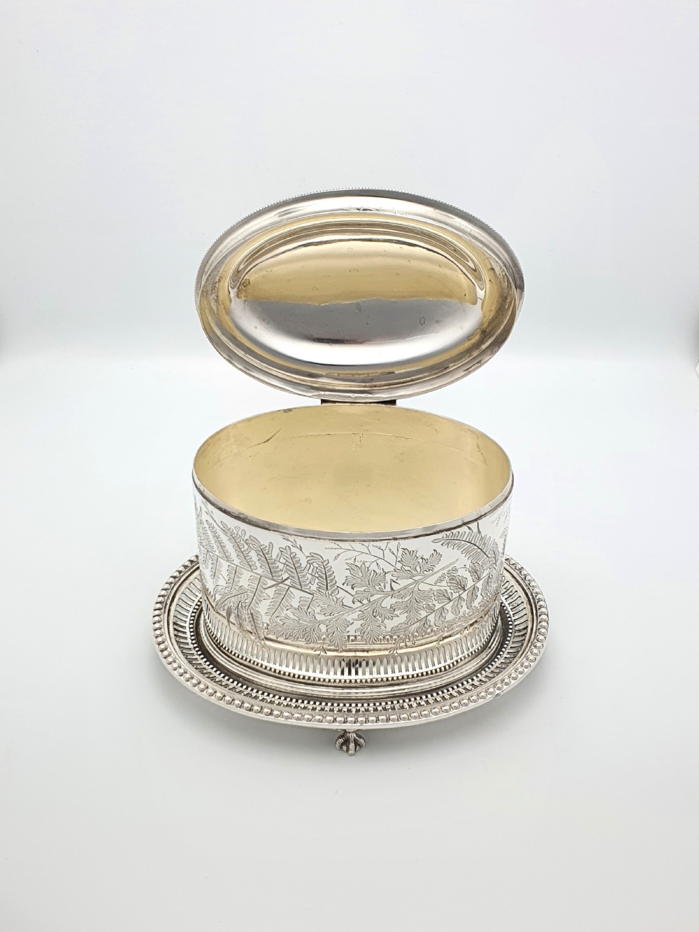 Lovely Antique Victorian Silver-Plated Oval Biscuit/Cookie Jar – circa 1880 View II