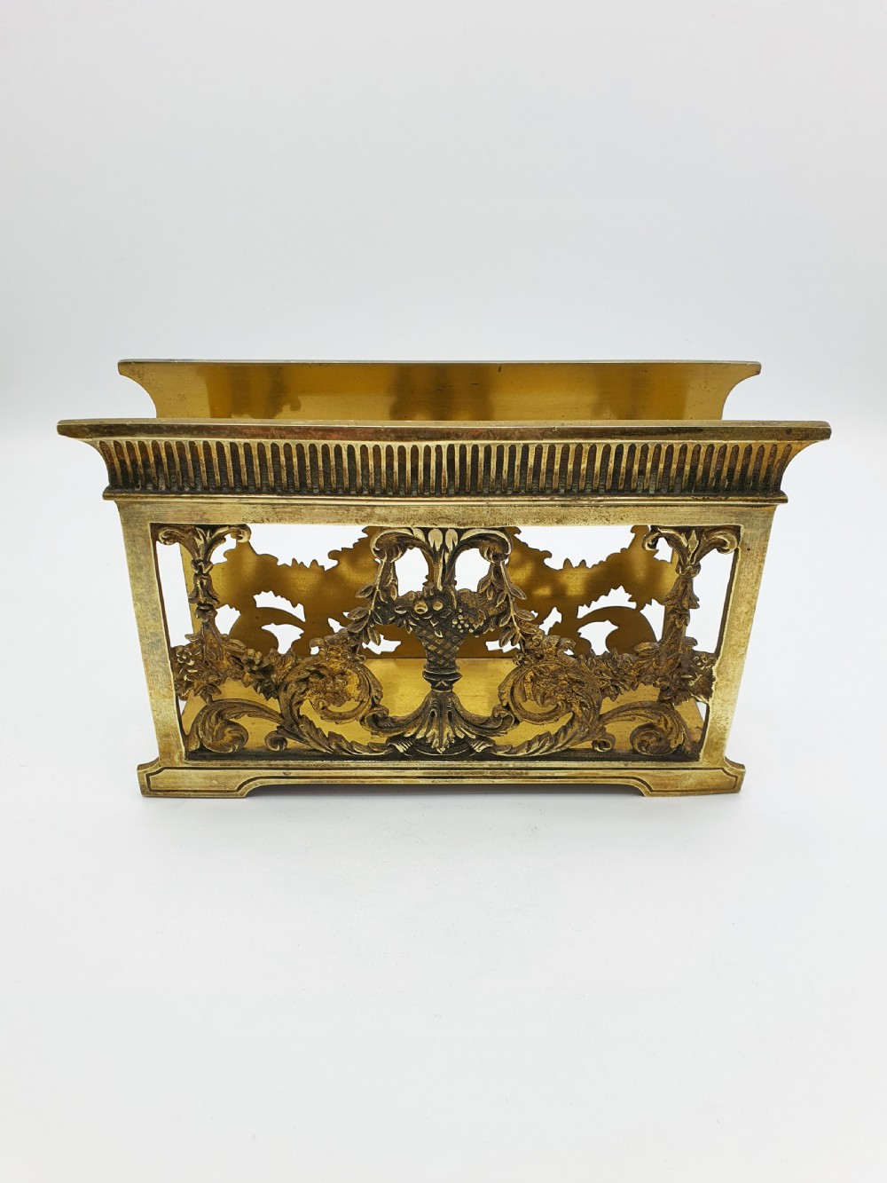 Lovely Antique Brass Letter Rack with Rococo Revival Design – circa 1920 View II