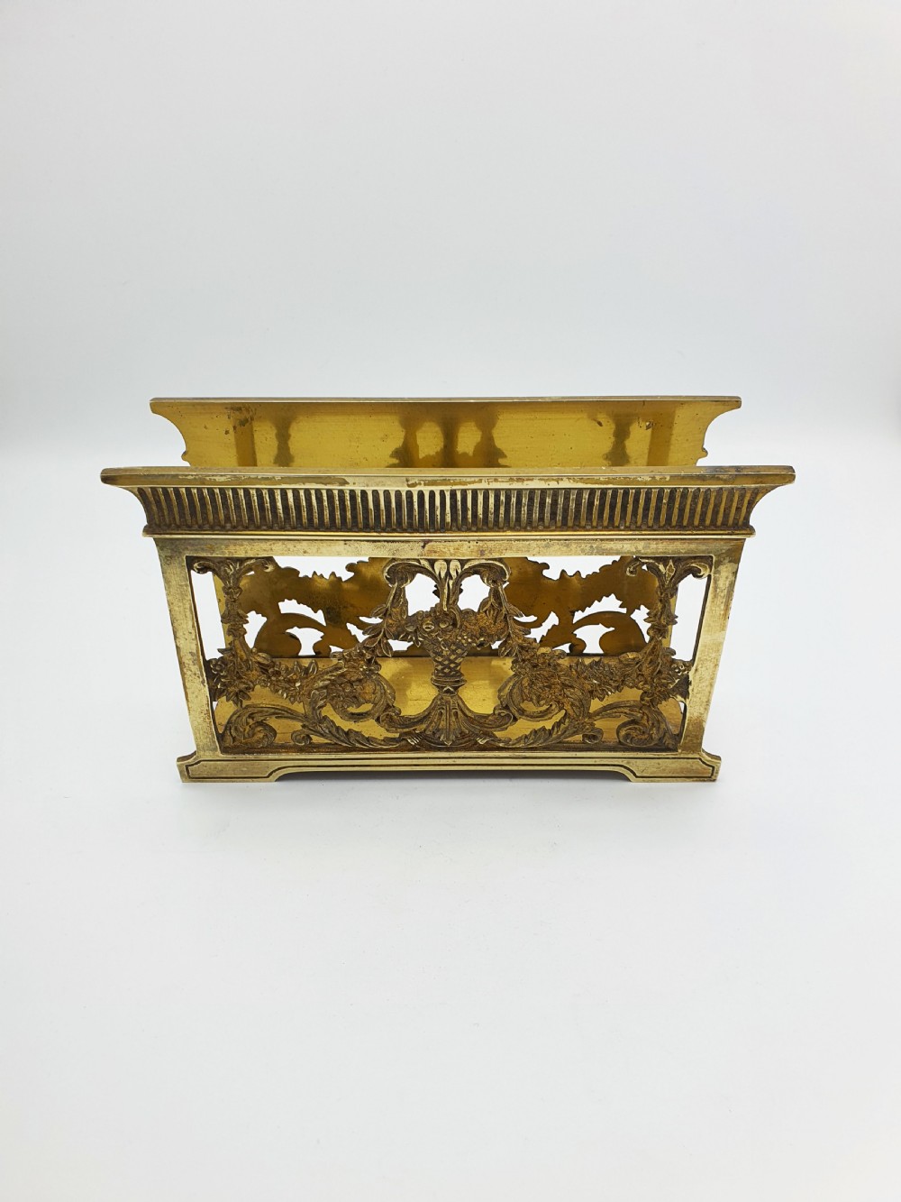 Lovely Antique Brass Letter Rack with Rococo Revival Design – circa 1920 View III