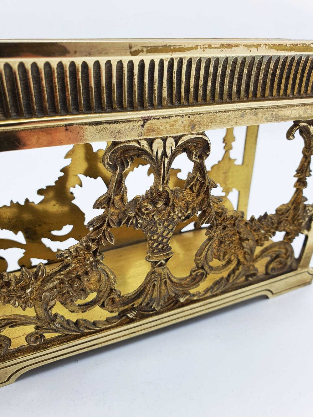 Lovely Antique Brass Letter Rack with Rococo Revival Design – circa 1920 View VI