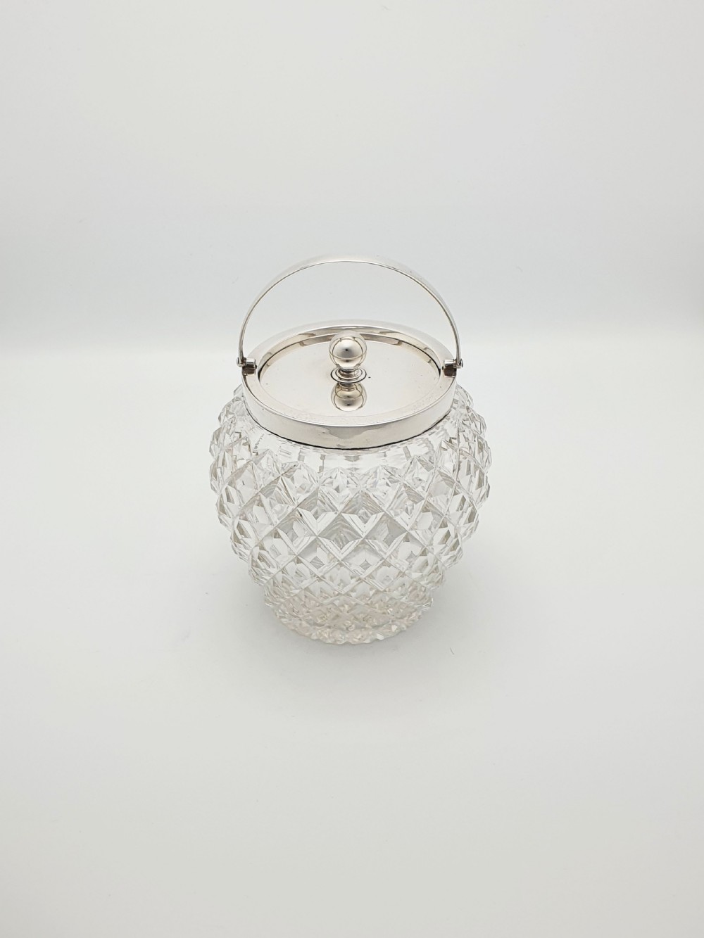 Lovely Antique Edwardian Silver Topped Cut Glass Biscuit Barrel - 1908 View II