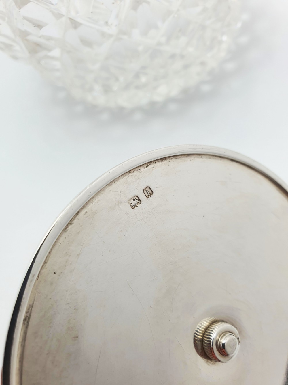 Lovely Antique Edwardian Silver Topped Cut Glass Biscuit Barrel - 1908 View VII