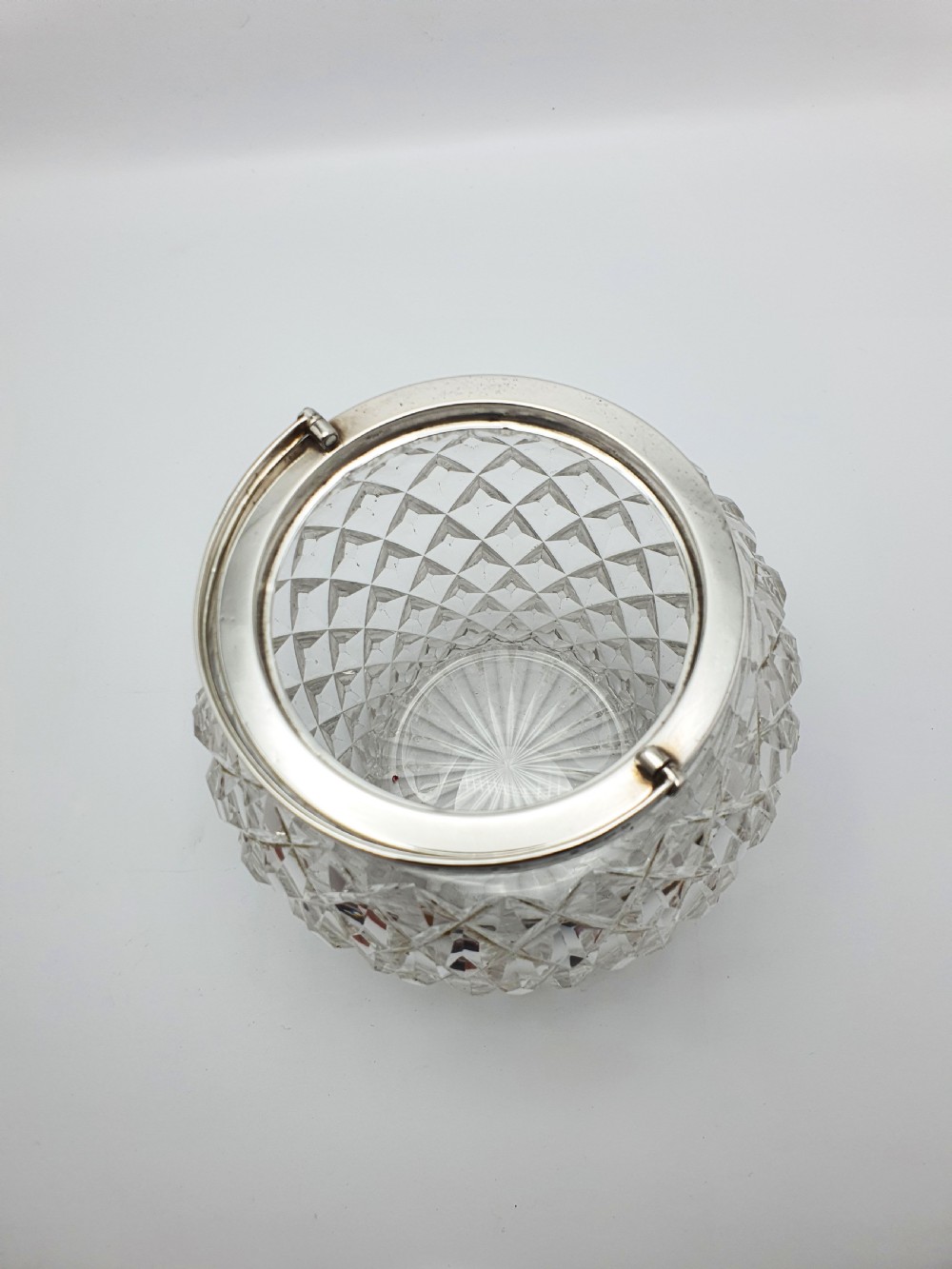 Lovely Antique Edwardian Silver Topped Cut Glass Biscuit Barrel - 1908 View VIII