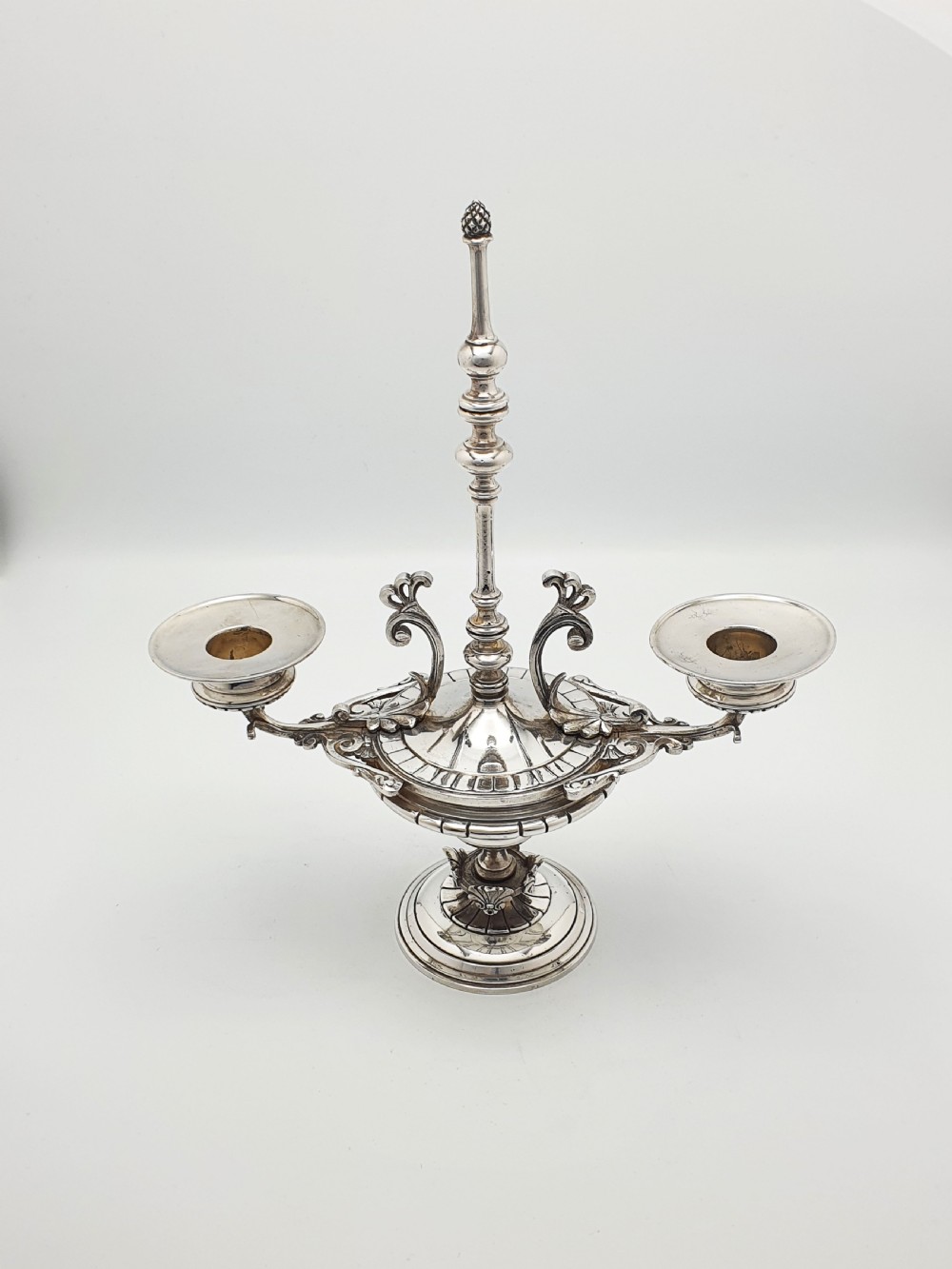 Pair of French Antique Victorian Neoclassical Revival Silver-Plated Candelabra – circa 1890 View III