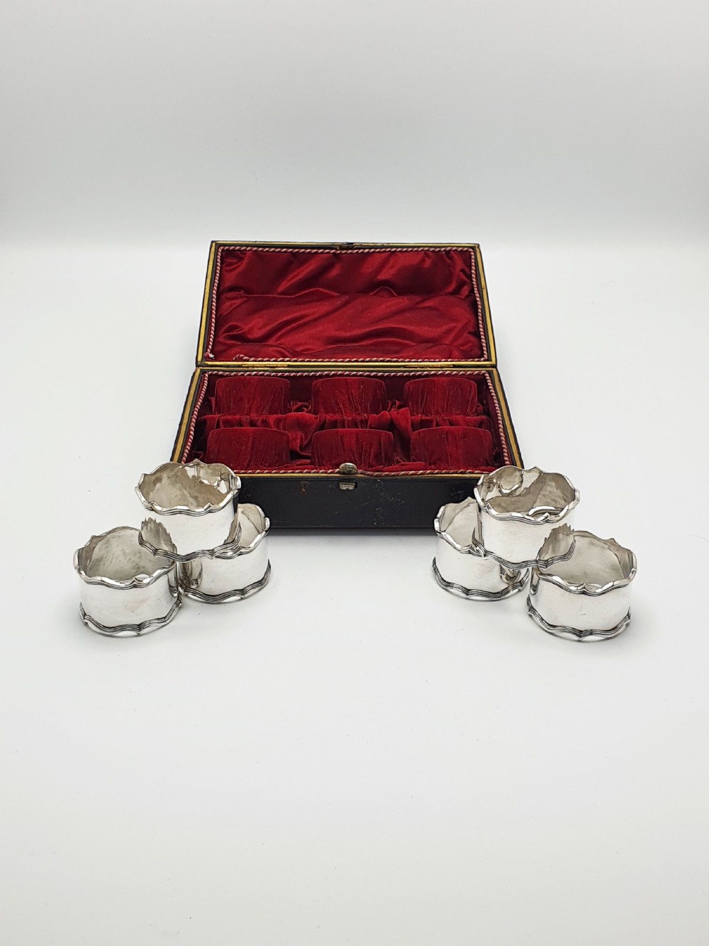 Nice Set of Six Antique Edwardian Silver-Plated Napkin Rings – circa 1905 View III