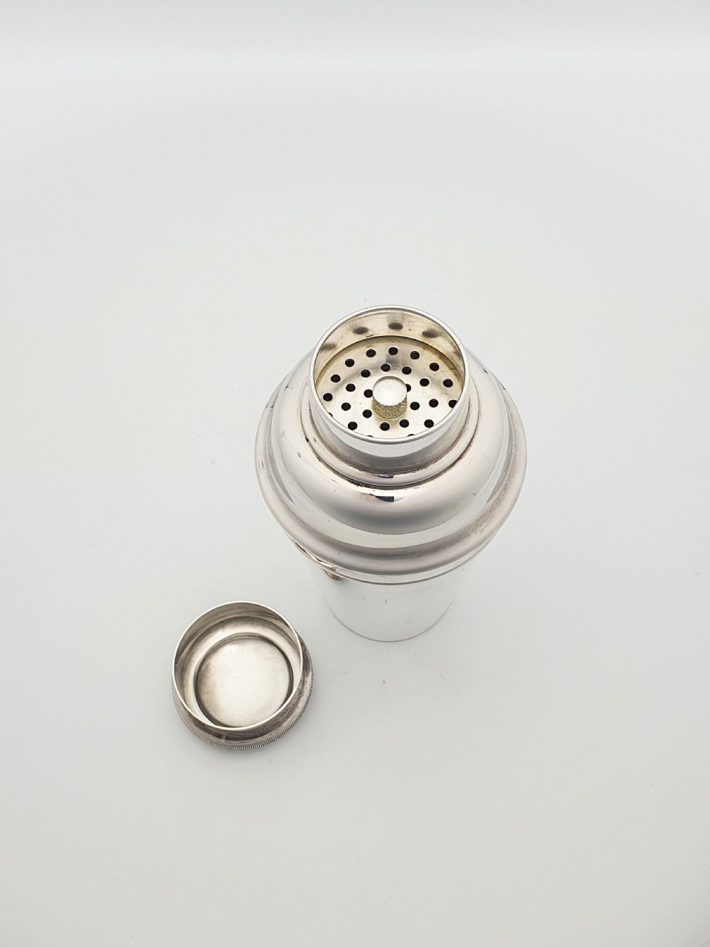 Art Deco Silver-Plated Cocktail Shaker with Built in Ice Breaker – circa 1920’s View III