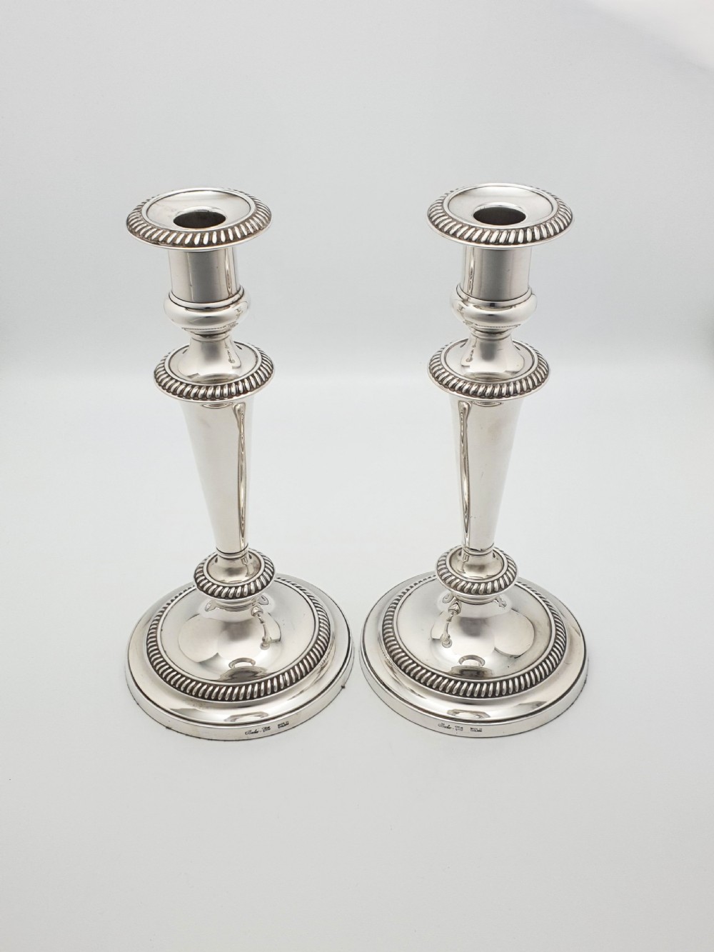Nice Pair of Antique Silver-Plated Neoclassical Style Candlesticks – circa 1920