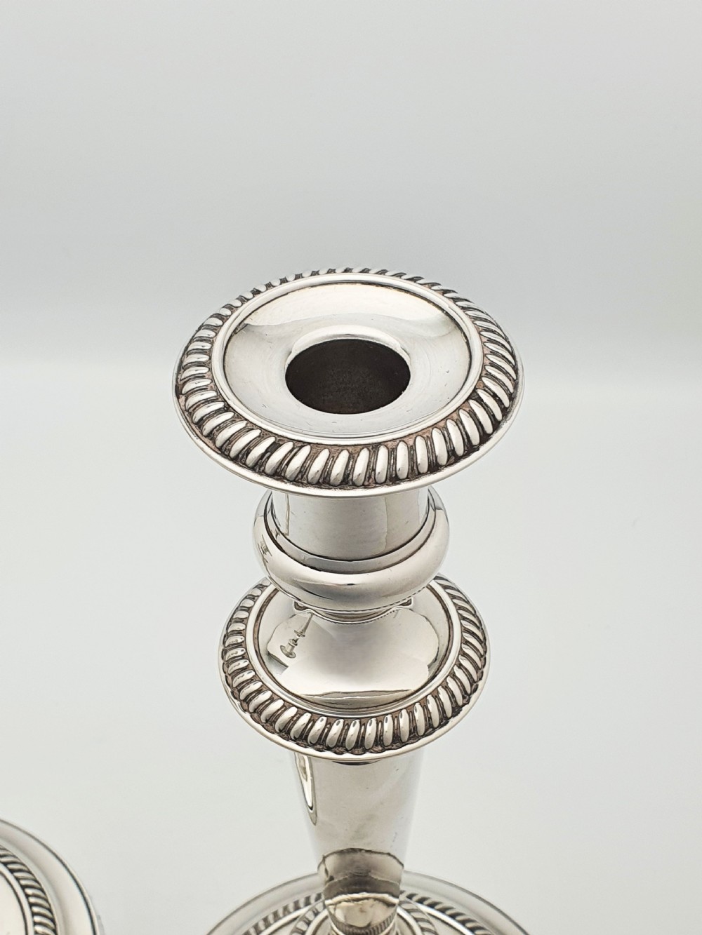 Nice Pair of Antique Silver-Plated Neoclassical Style Candlesticks – circa 1920 View V