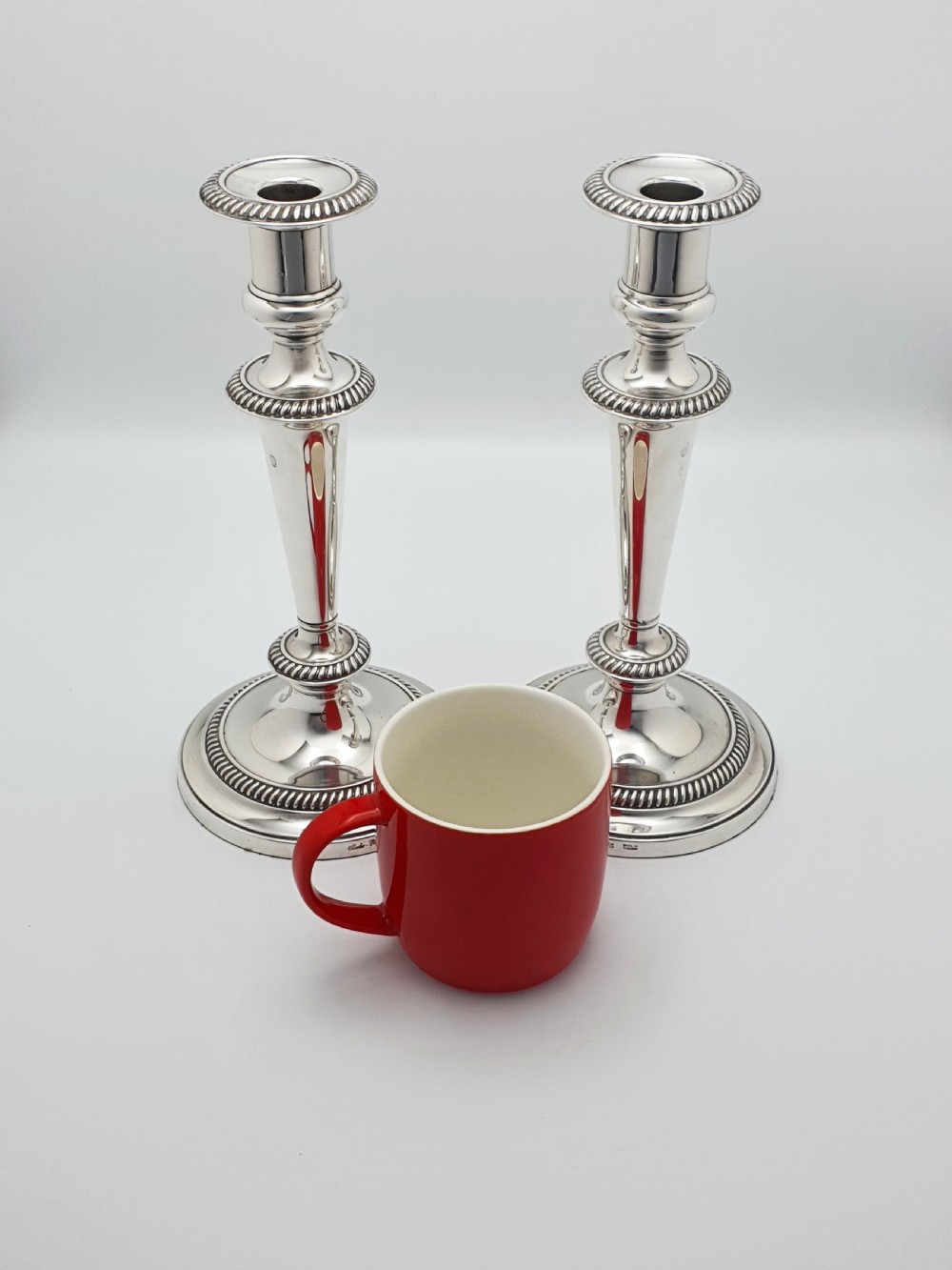 Nice Pair of Antique Silver-Plated Neoclassical Style Candlesticks – circa 1920 View VII