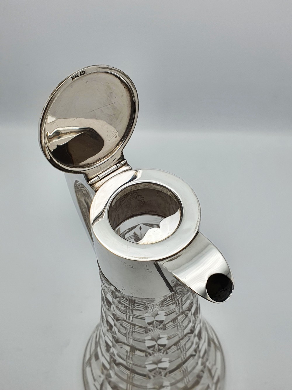 Stunning Antique Silver Topped Claret Jug - 1924 View VI