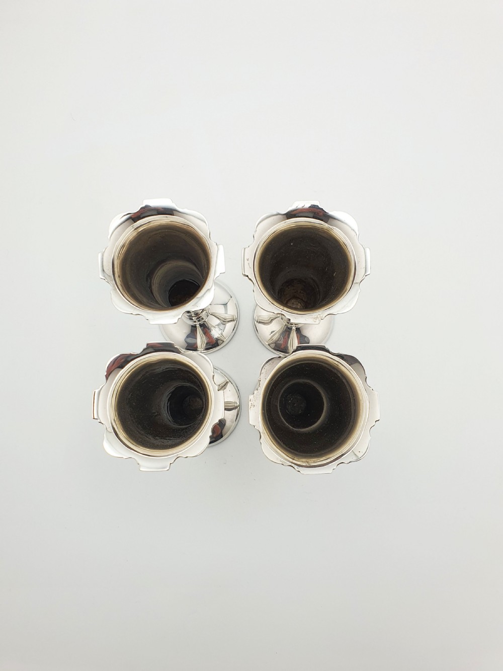 Stunning Set of Four Antique Edwardian Silver Bud Vases - 1908 View VI