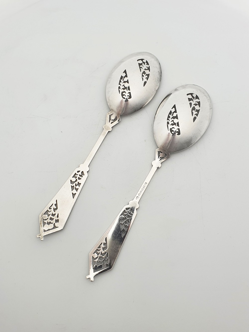 Beautiful pair of Victorian Serving Spoons – circa 1890 View V