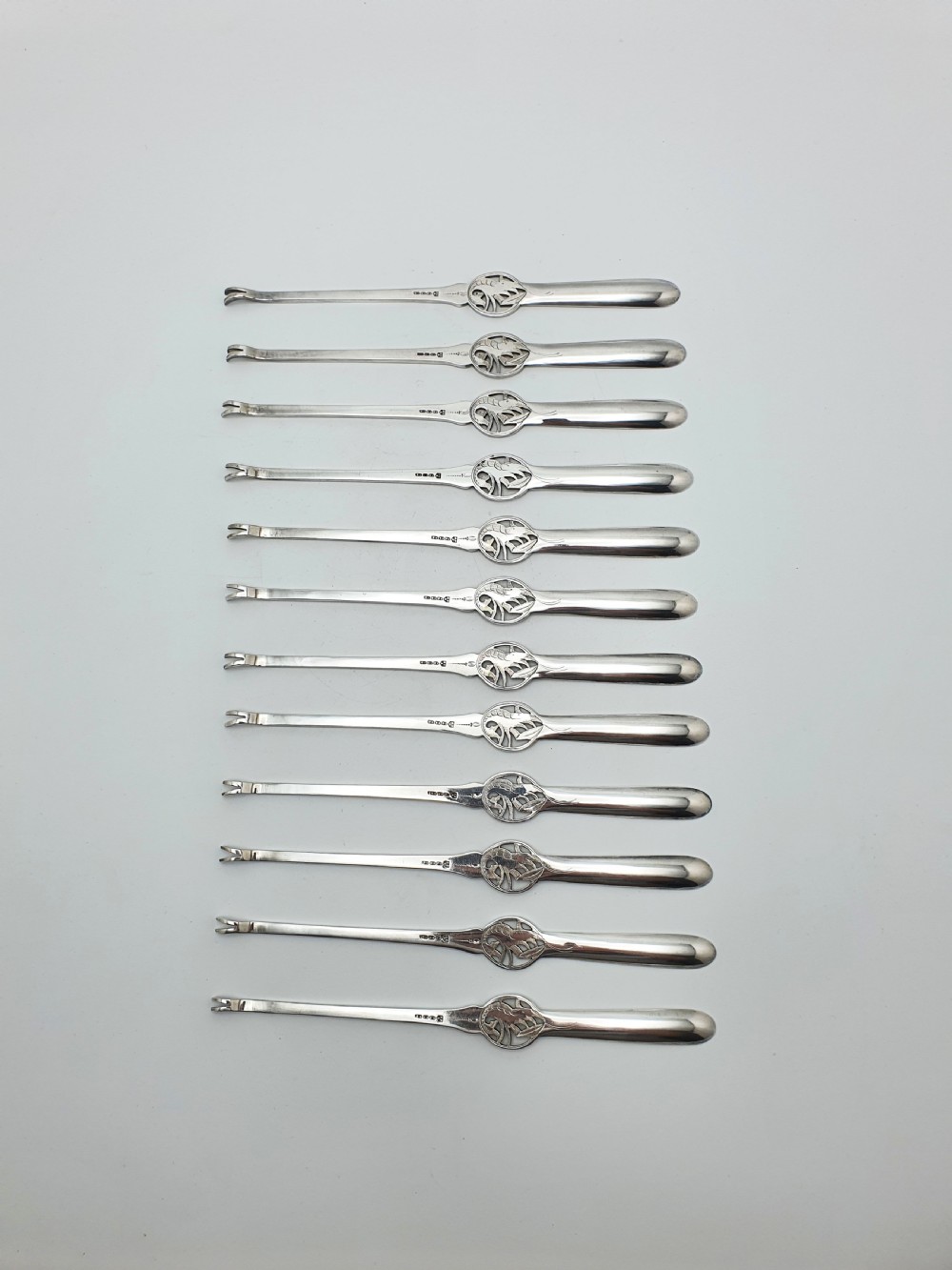 Unusual Set of 12 Edwardian Silver-Plated Lobster Picks – circa 1905 View VII